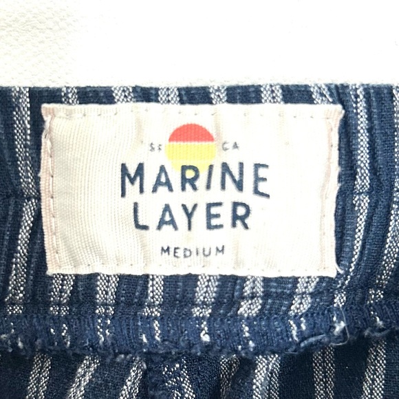Marine Layer Allison Ankle Pant Stripe Trouser Euro Coastal Blue Size Medium - Picture 6 of 16